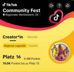 TikTok Community Fest Ranking Anzeige